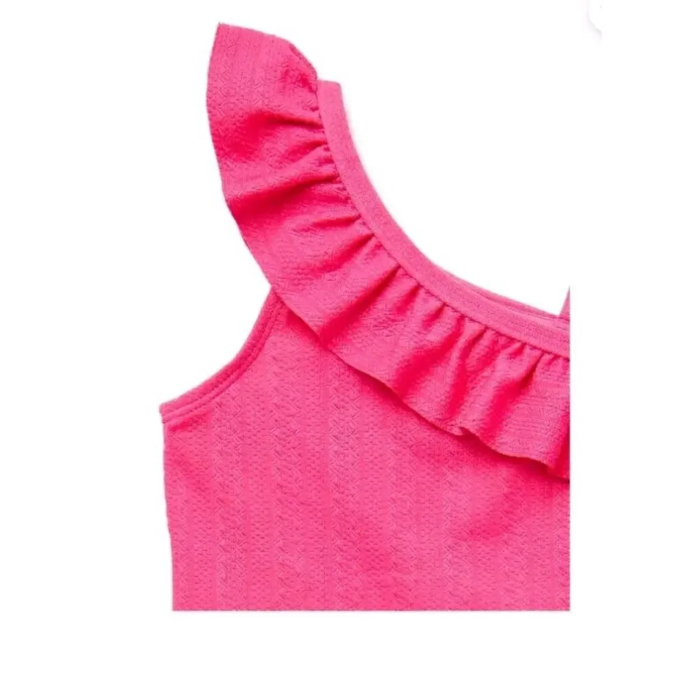 Wonder Nation Toddler Girl Pink Ruffle Strap Tankini 2 Piece Swimsuit Size 12M